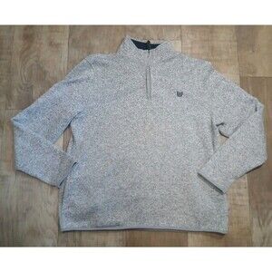 Chaps Sweater Mens XL Gray Quarter Zip Mock Neck Blend Knit Pullover